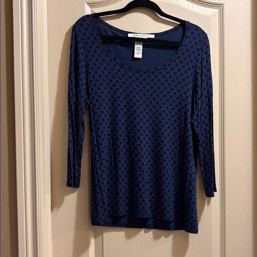 Max Studio Dark Blue Long Sleeve Top